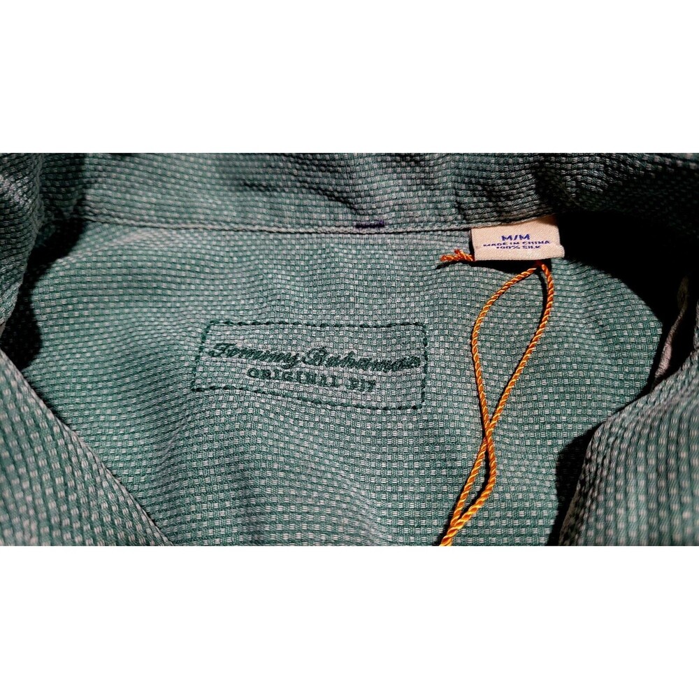 Tommy Bahama Relax 100% Silk Mint Green Hibiscus Floral Hawaiian Tropical M NWOT - Picture 8 of 16